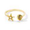 French vacation style creative design ring, women's starfish shell adjustable tail rings