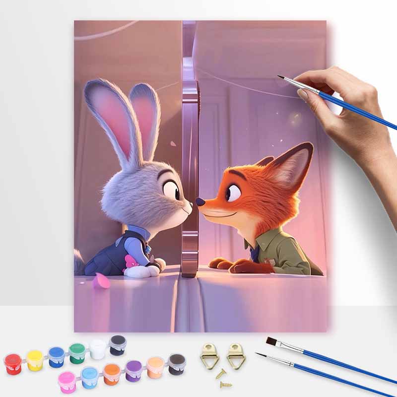 Disney Digital Oil Painting Rabbit and Fox Hand Painting Home Decoration Painting