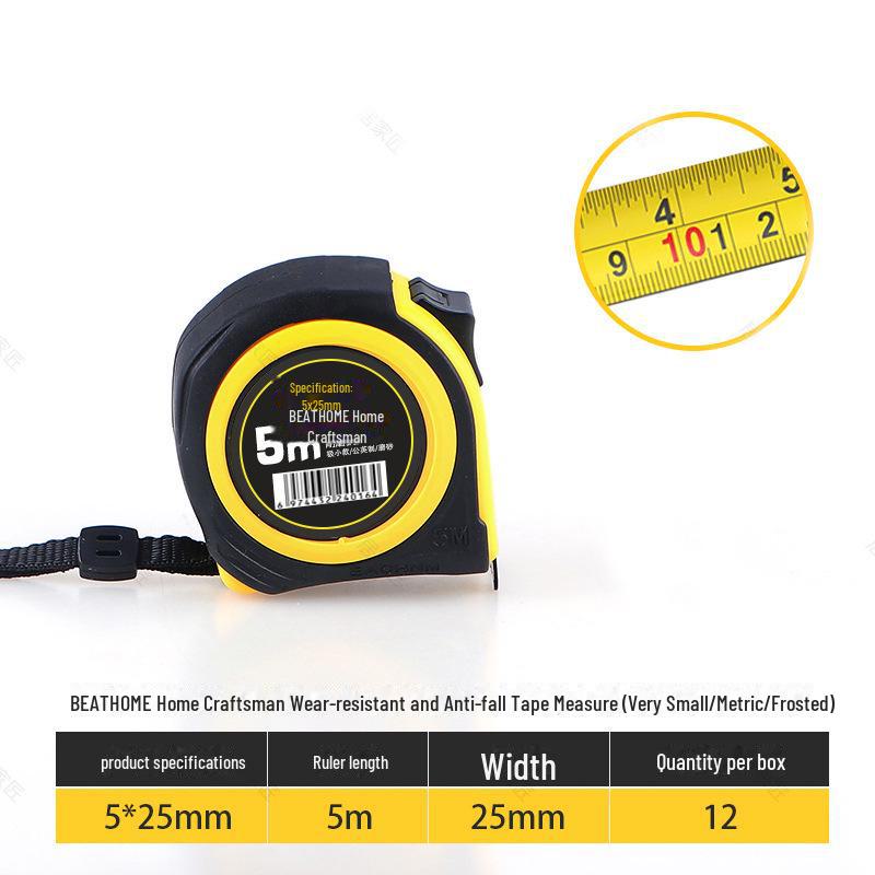 5m Anti-Fall Hardened Steel Tape Measure with Stainless Box, Thickened Ring, and 3m Measuring Tool