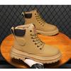Men S Fleece Lined High Top Martin Boots Thick Sole Warm Vintage Work Boots