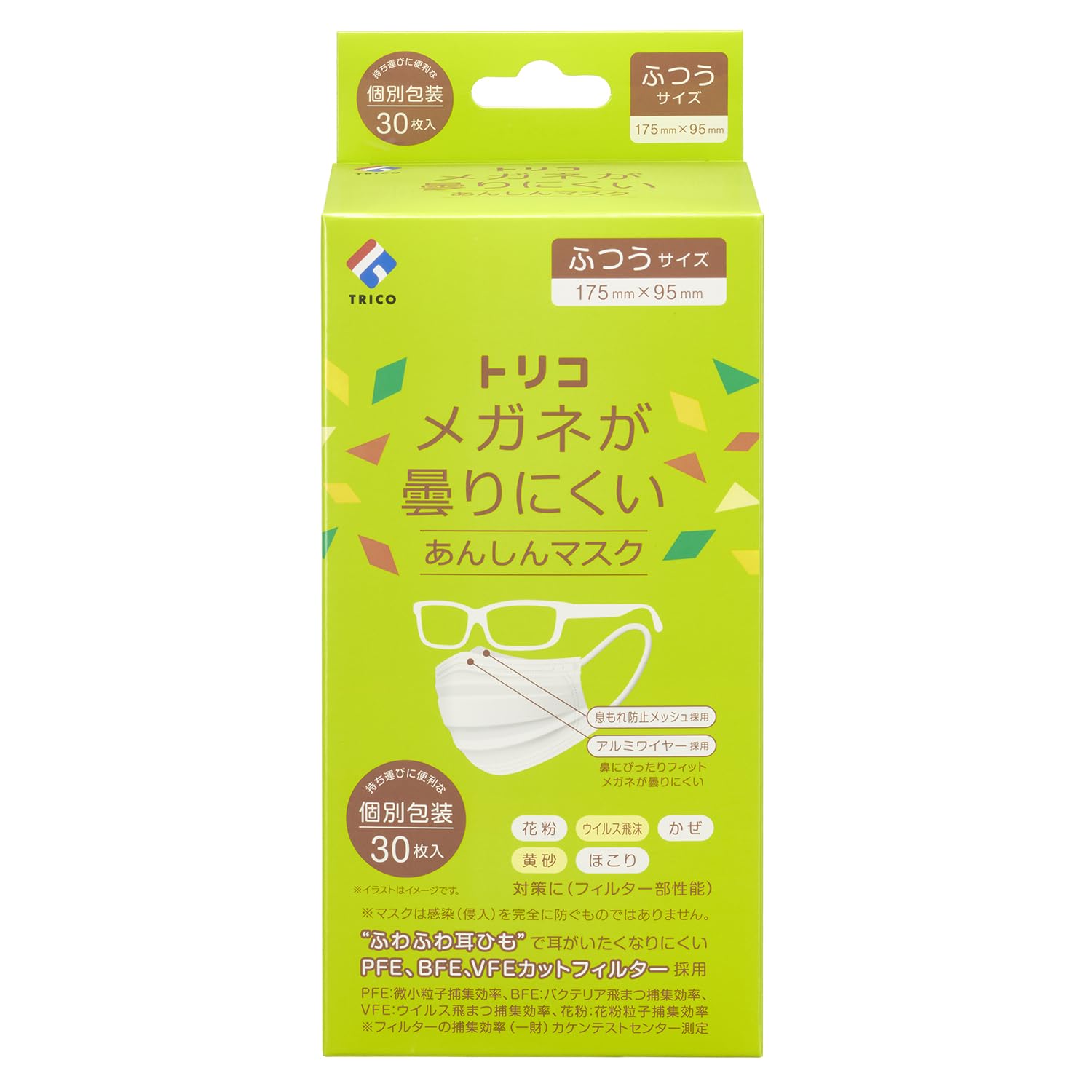 

Toriko Masks for Individually Regular 30 Masks Anti-Fogging Glasses, Wrapped, Size, белый