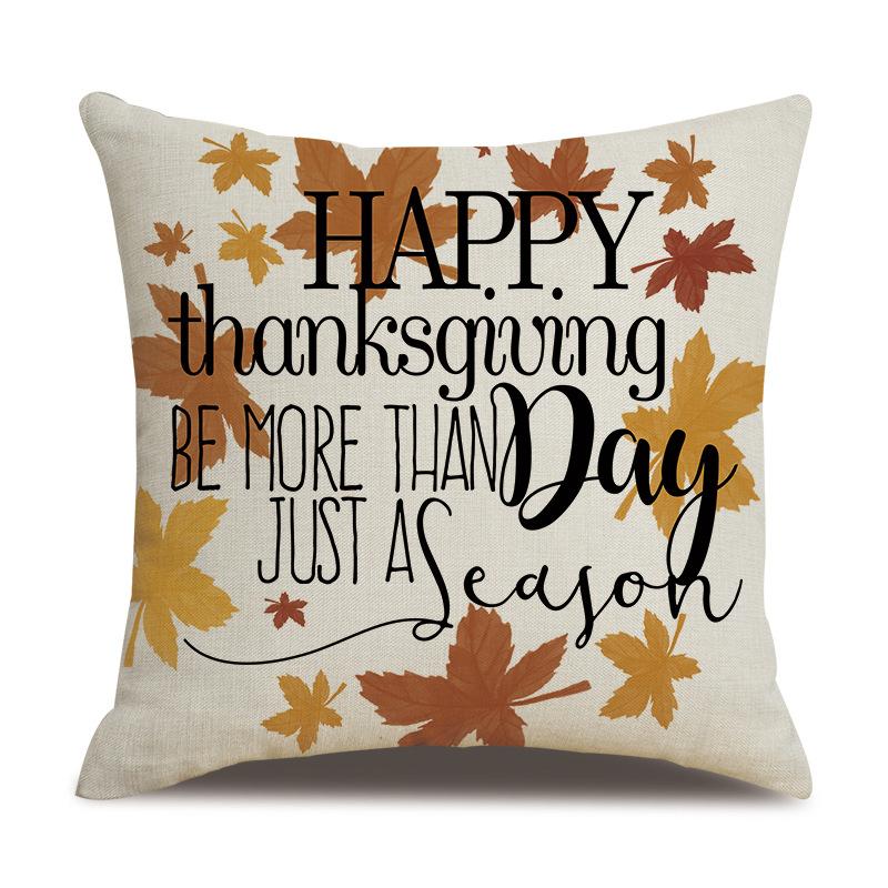 Thanksgiving Linen Pillowcase Autumn Pumpkin Print Pillow Cushion Cover