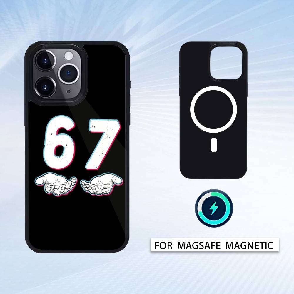 

1PC 67 Six Seven Phone Case For iPhone 17,16,15,14,13,12,Pro,Max For Magsafe Magnetic Wireless Charging iPhone17Pro