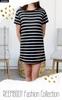 Short Sleeve Loose Fit Maxi Cute Long Sleeve Maxi Straight Everyday Black [emptio] Women's T-Shirt Dress, Top, T-Shirt, Oversized, Slimming, Striped,