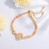 Copper Gold Plated Heart & Artificial Crystal Bead Elastic Bracelet for Women
