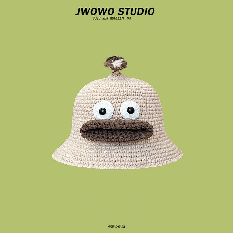 Pullover hat green female autumn and winter warm cute cartoon wool hat male