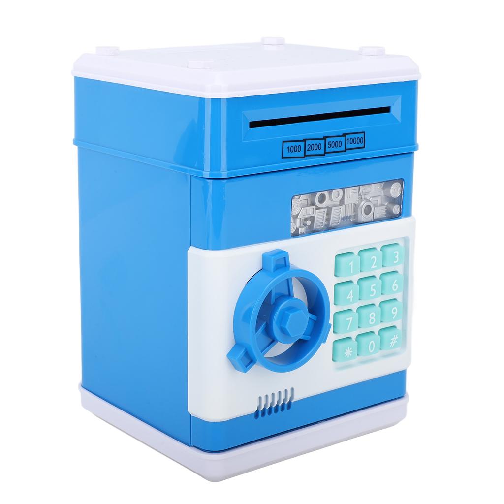 Innovative Money Bank ATM Piggy Bank with Cute Music Coin Money Saving Box with Password Desktop Ornament Blue