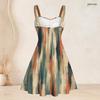 Women S Plus Size Off Shoulder Square Neck Strappy Sleeveless Printed Flared Dress
