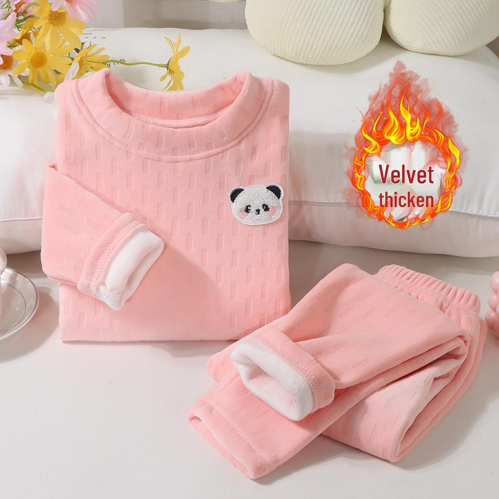 Kids' Cozy Velvet Pajama Set for Boys and Girls - Thick, Two-Piece, Autumn/Winter Wear