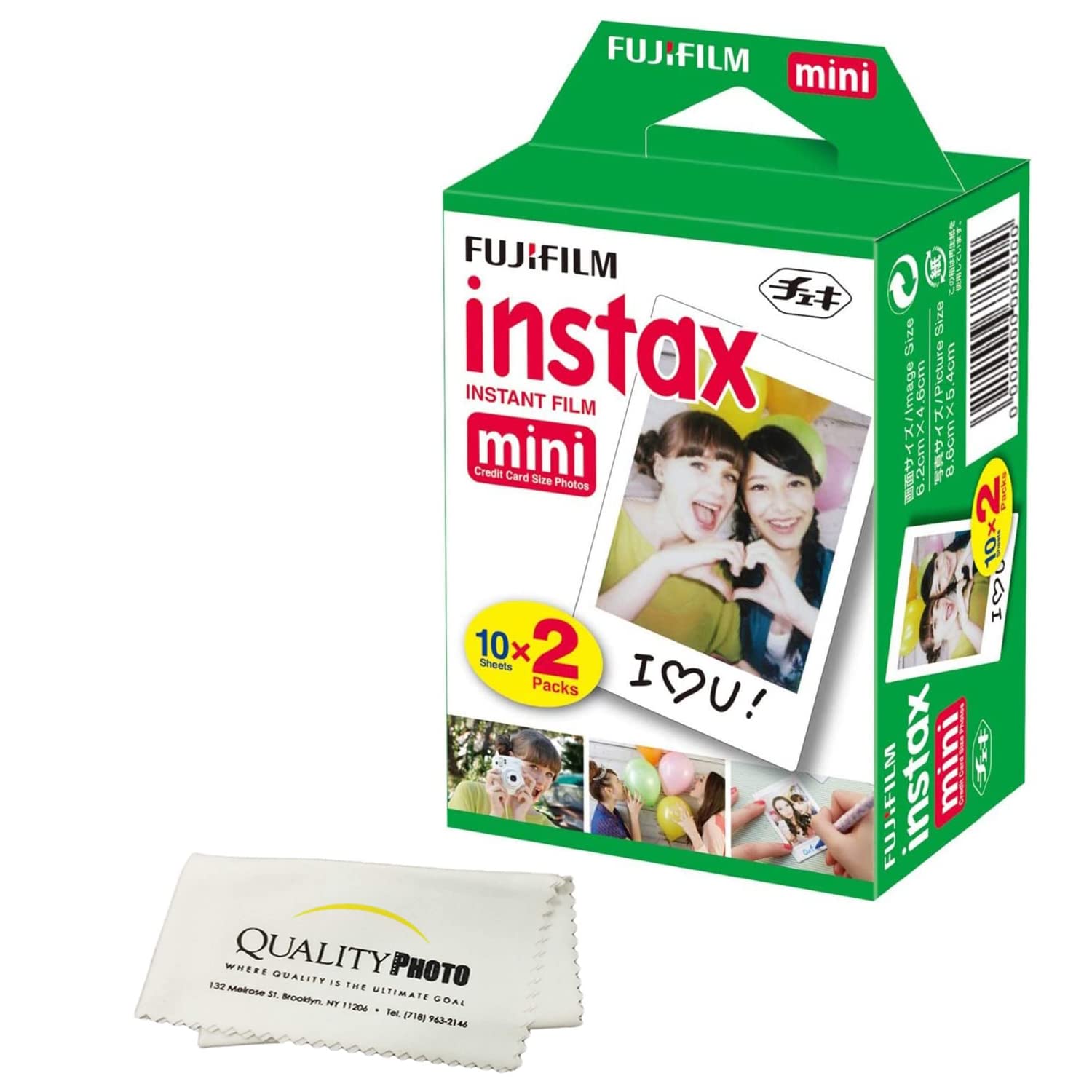 

Fujifilm Instax Mini Instant Film (Білий) для камер Fujifilm Mini 8 і Mini 9 із серветкою з мікрофібри (20 аркушів плівки)