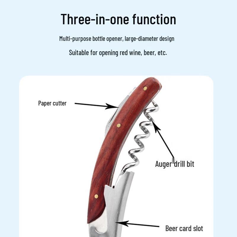 5-Piece Stainless Steel Pear Wood Seahorse Wine Opener Set