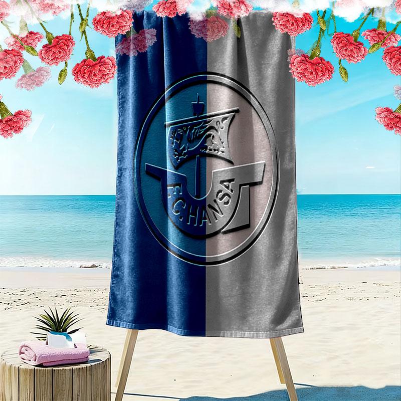 Asciugamano da Spiaggia Stampato FC Hansa Rostock, Asciugamano Grande Morbido Asciugatura Rapida per Spiaggia Campeggio Nuoto