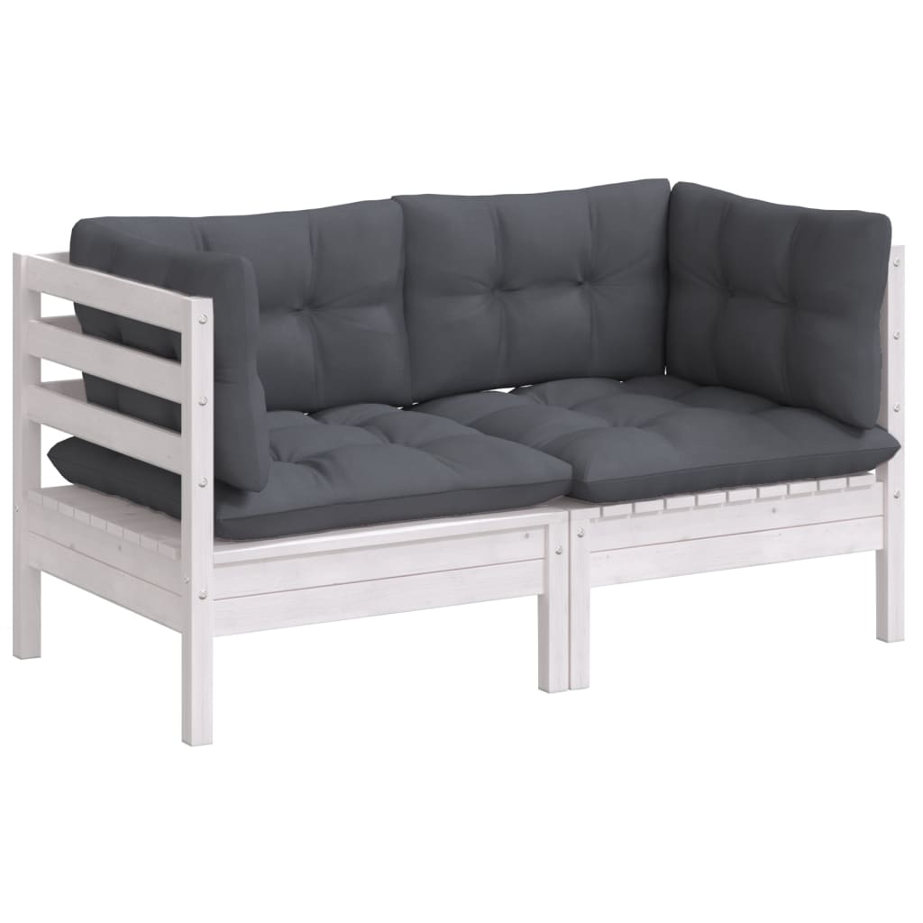 Vidaxl 2-Seater Garden Sofa with Anthracite Cushions, Pine
