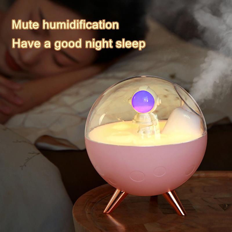350ml Space Astronaut Usb Rechargeable 2000mah Battery Wireless Air Humidifier With Warm Led Night Light For Home Kids Gifts
