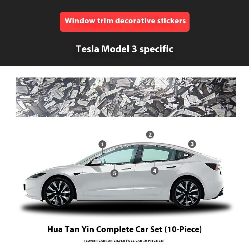 For Tesla Model 3/Y Window Trim Chrome Delete Vinyl Wrap Kit Gloss Black Pink Carbon Fiber Style Auto Accessory for Enhanced