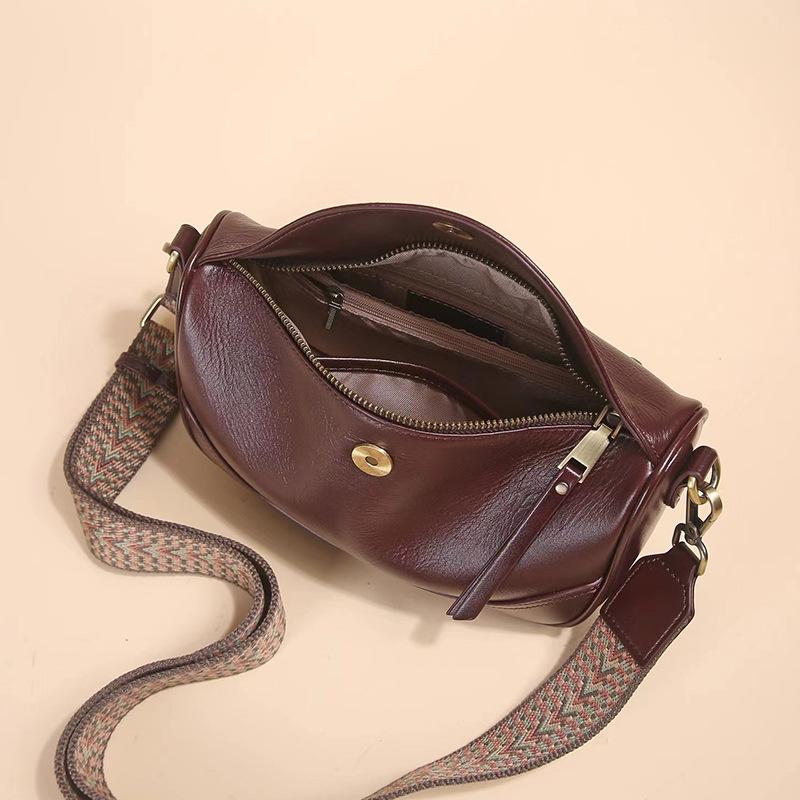 Top Layer Cowhide Mom Bag 2025 New High-End Crossbody Bag Shoulder Bag Genuine Leather Dumpling Bag for Women Exquisite Fashion