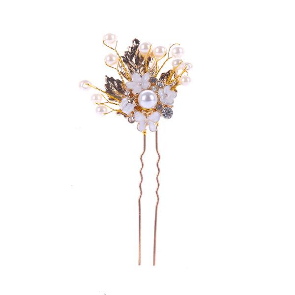 Korean Gold Leaf Pearl Bridal Hairpin Headdress