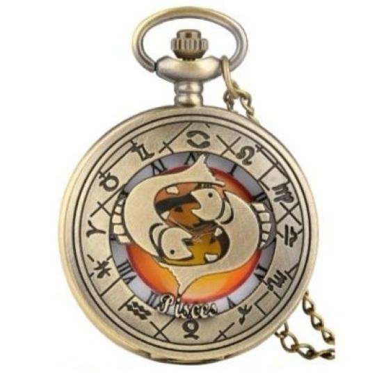 Vintage Retro Hollow Twelve Zodiac Map Design Animal Quartz Pocket Watch Unisex Men Women Necklace Pendant Clock Chain Classic Dial Jewelry Gift
