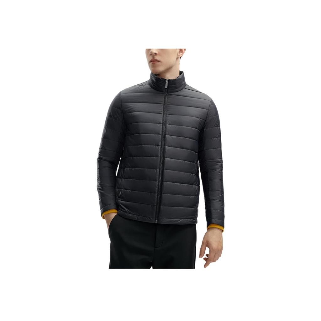 Fila Solid Color Zip-Up Hooded Reversible Long Sleeve Cotton Jacket Men Jackets Black F11M412701F-BK