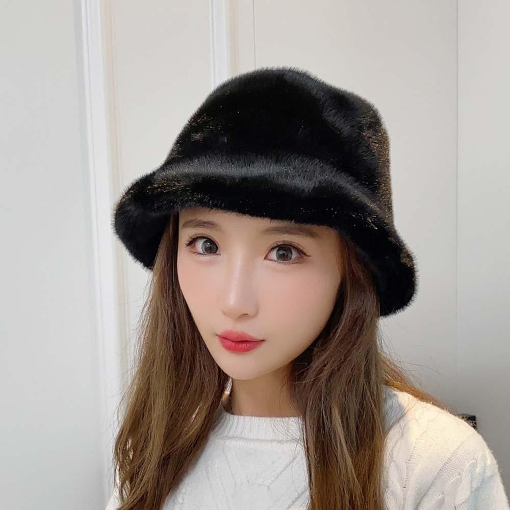 Warmer Winter Fisherman Hat Temperament Anti-cold Bucket Hat Elegant Plush Basin Cap  Women
