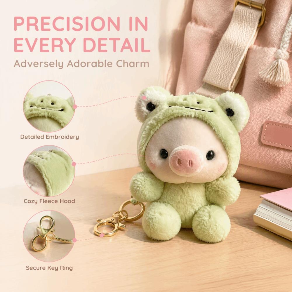 Hooded Cosplay Pig Plush Keychain Dress Up Doll Stuffed Animal Key Ring Bag Charm