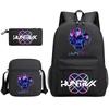 Cartoon Print School Backpack Set Teens Shoulder Bag Pencil Case Bookbag Oxford Fabric Ergonomic Straps