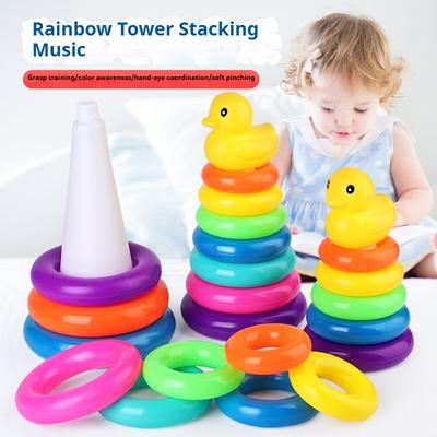 Kinder Baby Ring Regenbogen Turm Spielzeug Stapeln Hohe Bunte Ring Stapeln Frühen Kindheit Bildung Stapeln Tasse