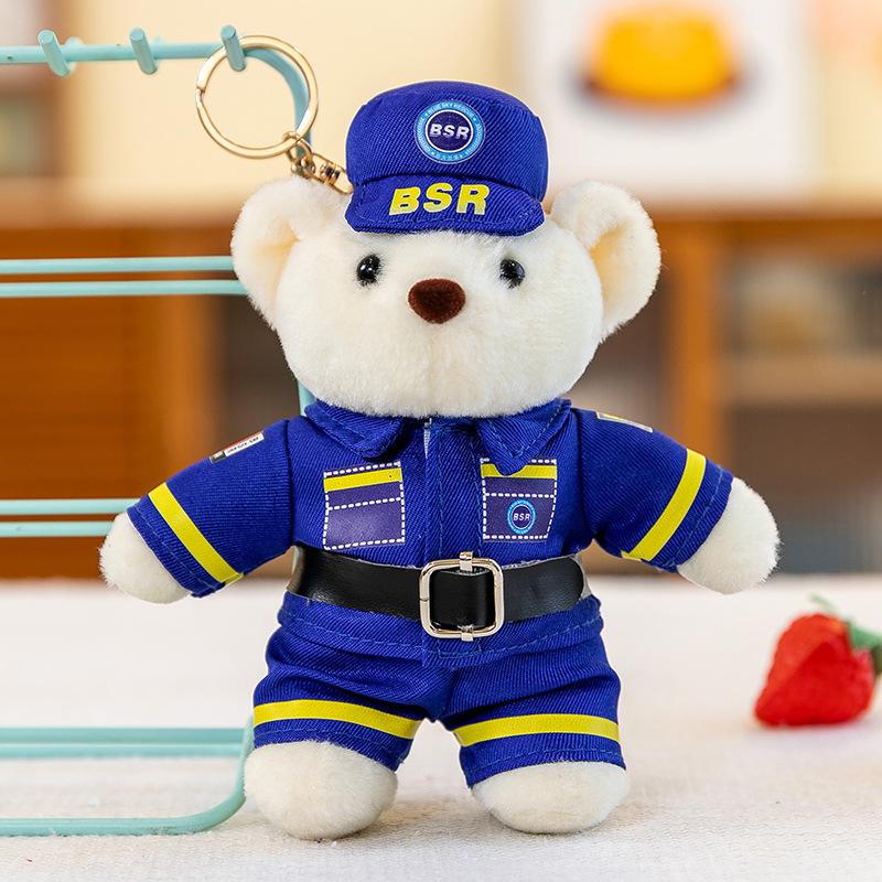 

Подвеска Fire Bear Police Traffic Police Blue Sky Rescue, плюшевая игрушка, милый рекламный брелок About 16cm with keychain
