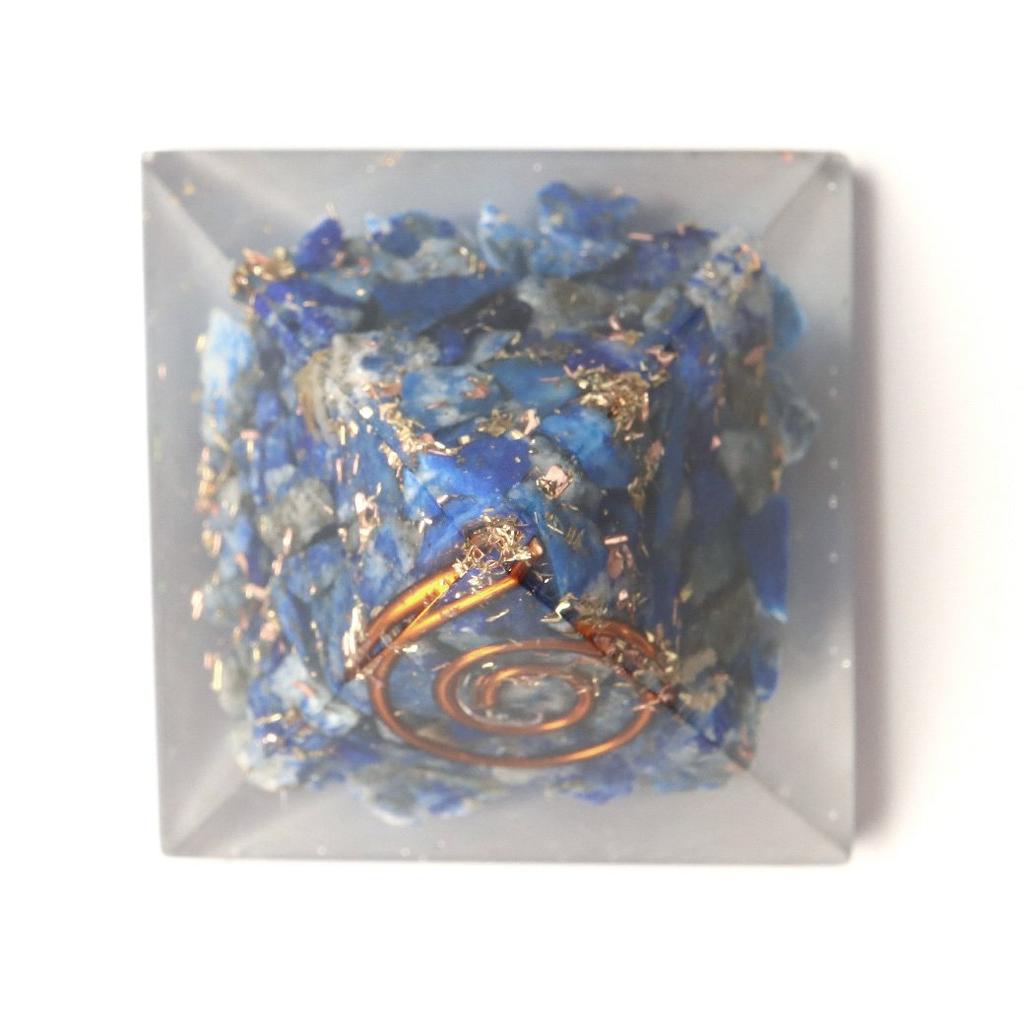 [GOLD STONE] Natural Stone Orgonite Pyramid Spiritual Goods, Approximately 30mm Wide, Lapis Lazuli