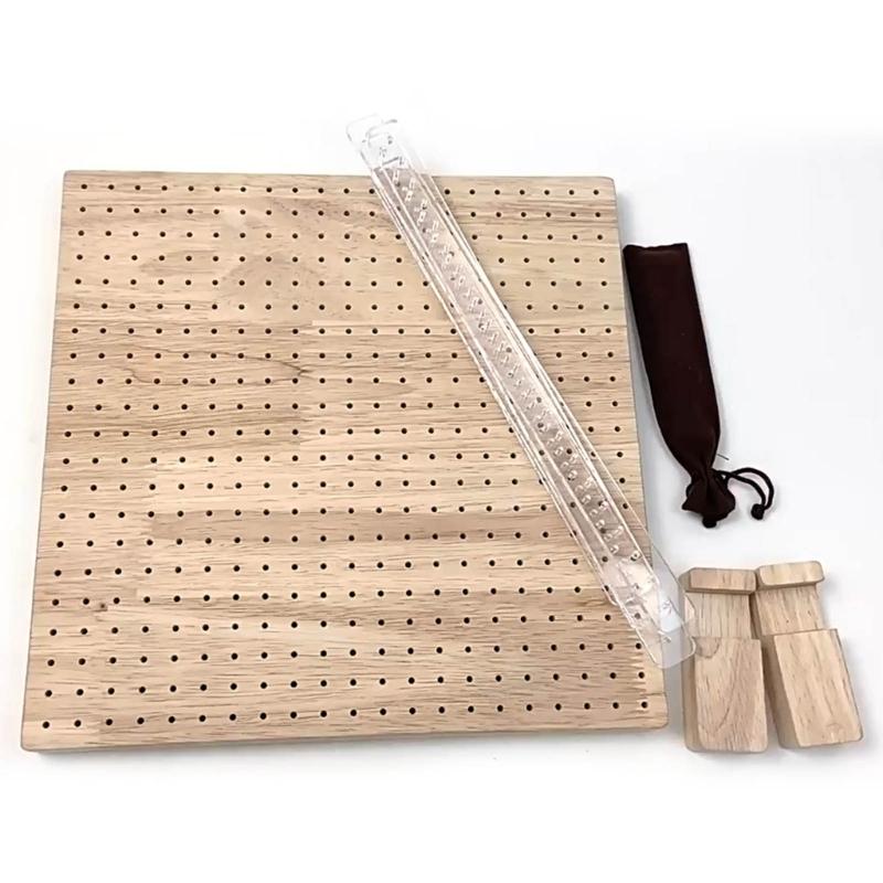 Wooden Handcrafted Blocking Board Crochet Crafting for Knitting Crochet Square Full Kits with Stainless Steel Rod Pins