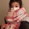 Szal damski w kratę z moheru: Wysokiej klasy styl koreański, pasujący do wszystkiego, długi, ciepły zimowy szalik na szyję