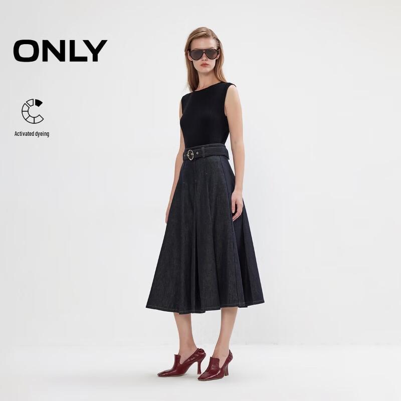 

ONLY 2025 Autumn Sleeveless A-line Knit Denim Patchwork Dress L