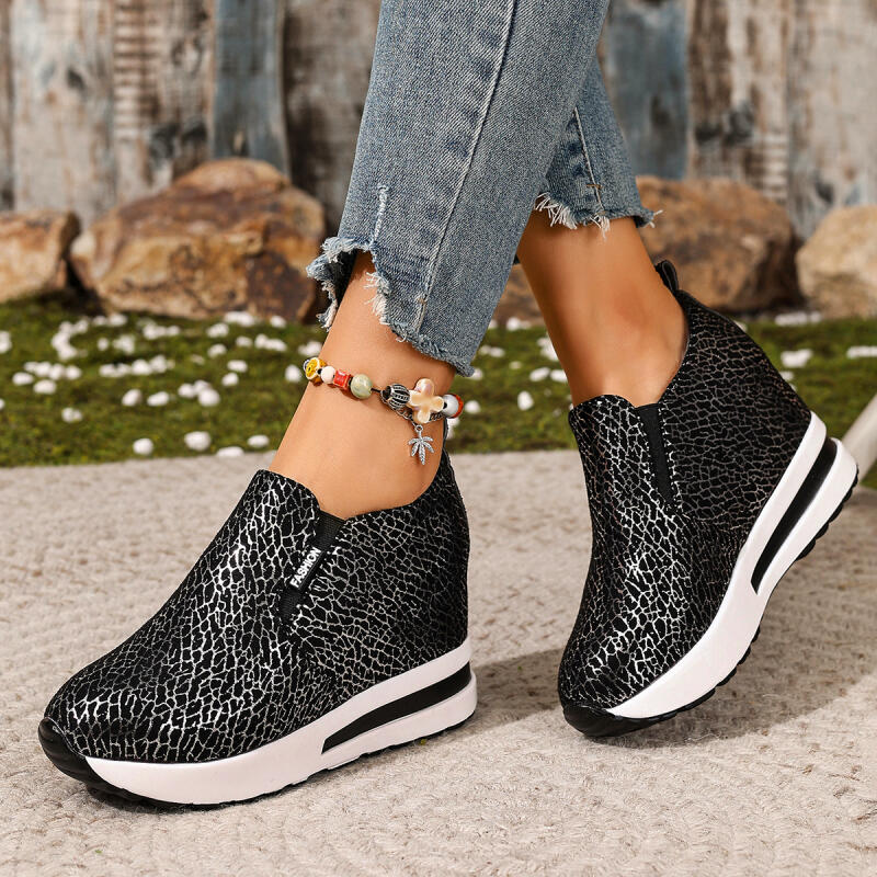 Casual Hidden Heel Slip On Sneakers Women Spring Chunky Platform Wedge Heel Loafer Woman's Invisible Height Increase Shoes