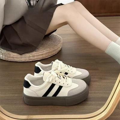 Chaussures Dexun chaussures à plateforme pour femmes chaussures blanches chaussures pour femmes printemps 2025 nouveau rétro polyvalent sport et loisirs chaussures de skate étudiantes