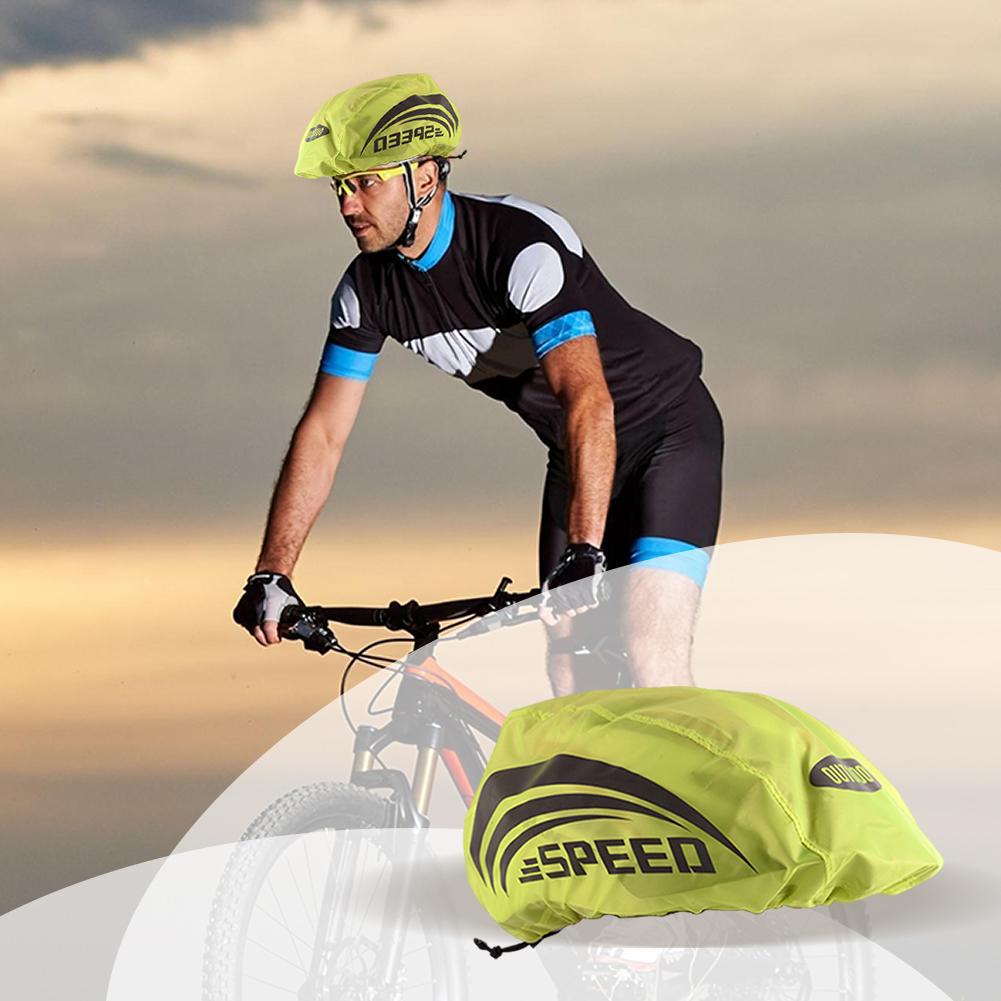 10PCS Cycling Helmet Cover with Reflective Strip Waterproof and Windproof Safety Riding Hat Adjustable Bicycle Helmet Cover