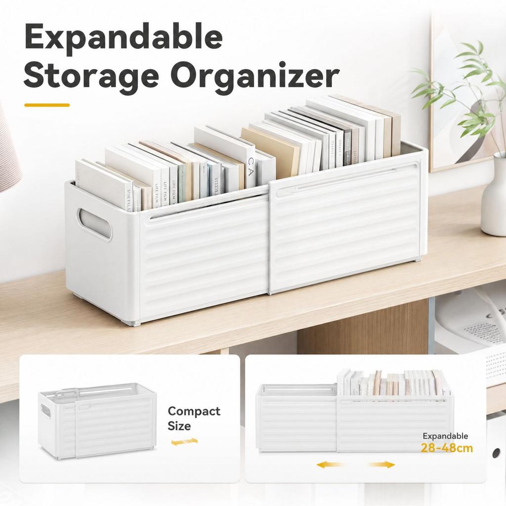 Large Expandable Storage Box, Japanese Desktop and Cabinet for Deep Cabinets