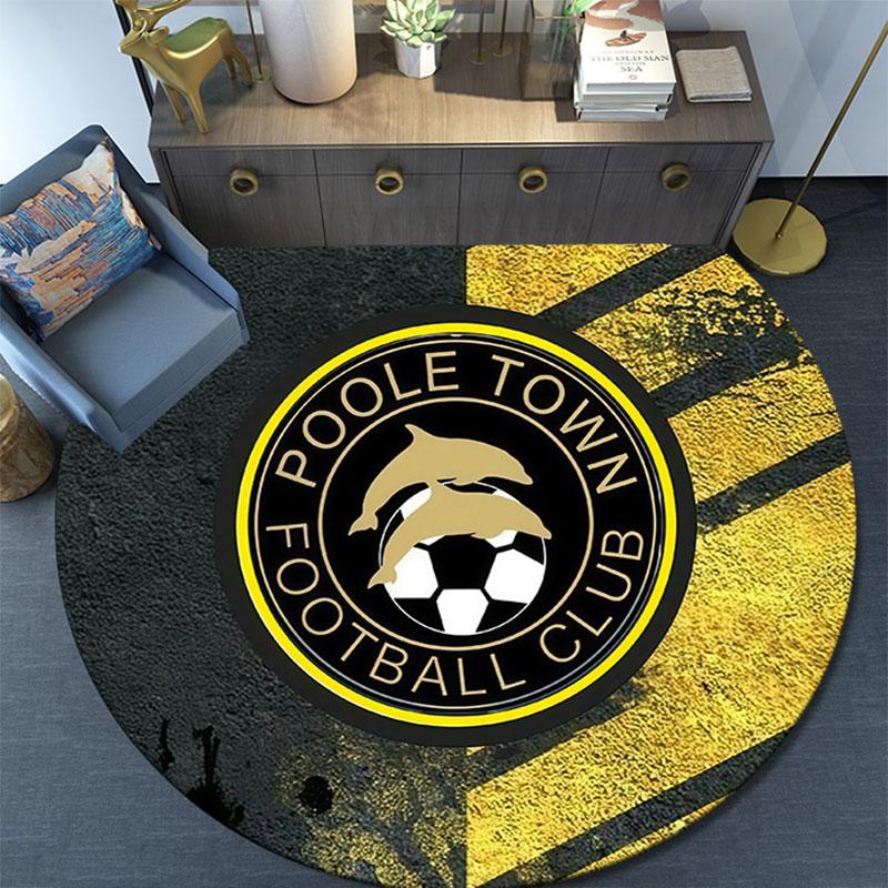 Poole Town Football Club,Round Area Rug,Carpet Rug for Living Room Bedroom Sofa Playroom Decor,Non-slip Floor Mat