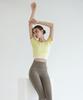 Debiweeo Women'S Yoga Wear Devi-T0072-Cream Lemon Pilates Twing Ribbed Short Sleeve