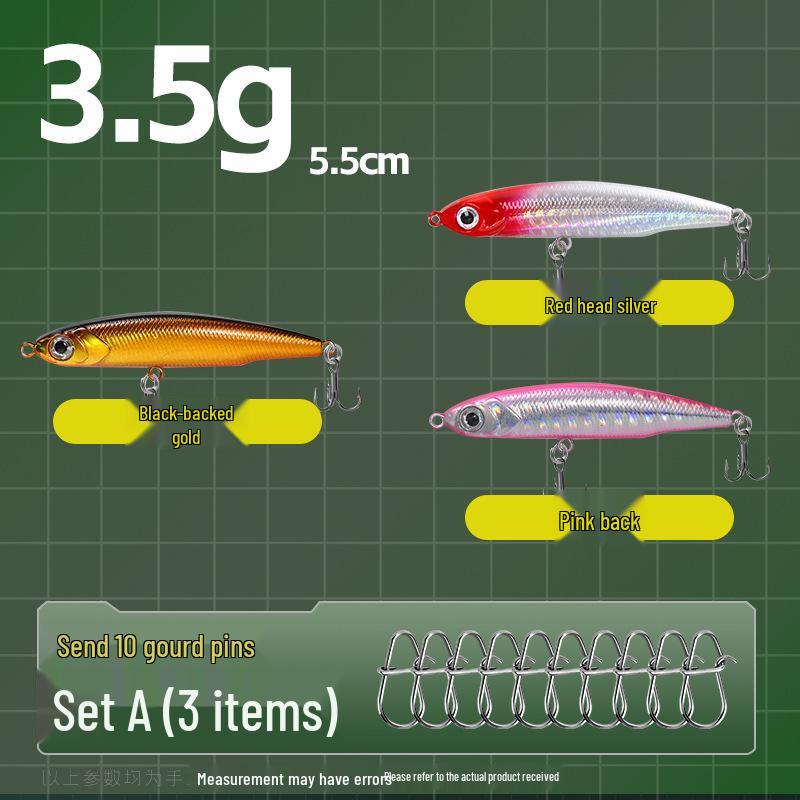 Small Silver Fish Pencil Twitching Long Cast Slow-Sinking Freshwater & Sea Fishing Lure for Mackerel & Asp