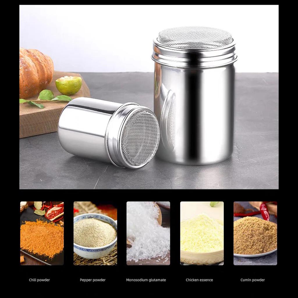 Stainless Steel Coffee Shaker Cocoa Chocolate Flour Powdered Sugar Sieve Filters Foam Spray Kitchen Cake BBQ Tools With Lid