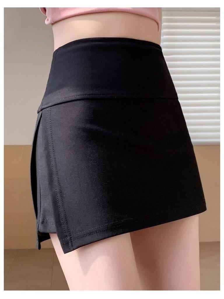 Women's Summer Petite A-Line Bodycon Skirt with Side Slit – Elastic and Slimming