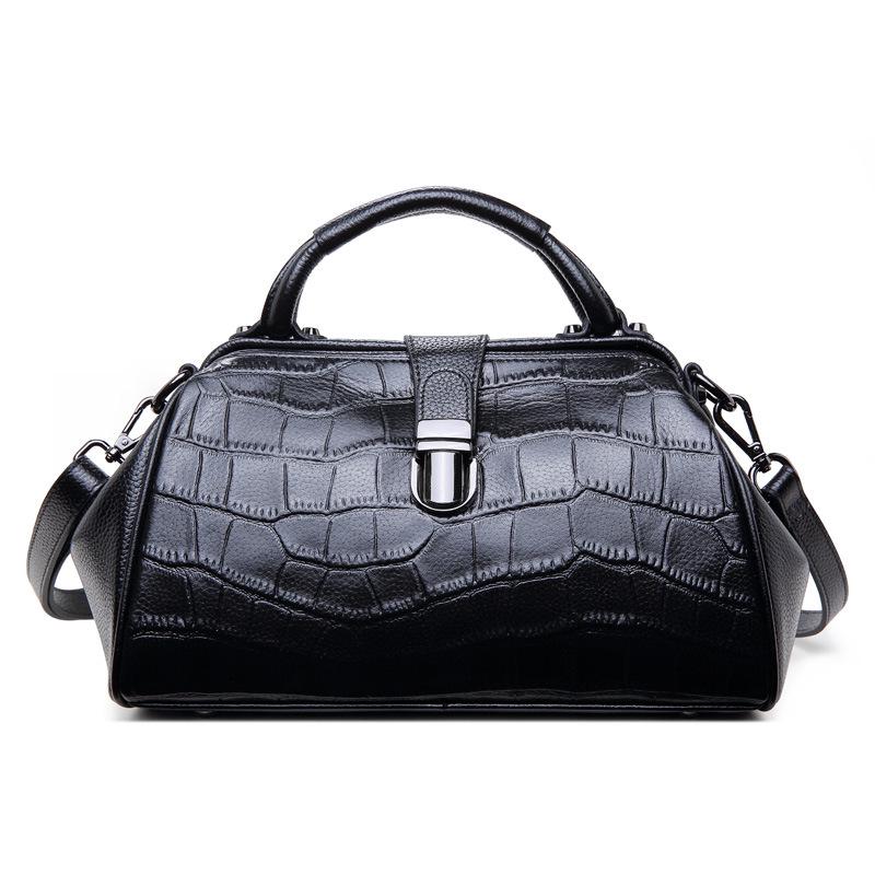 

Retro Crocodile Grain Genuine Leather Doctor Bag - Large Capacity High-End Women s Handbag & Shoulder Bag