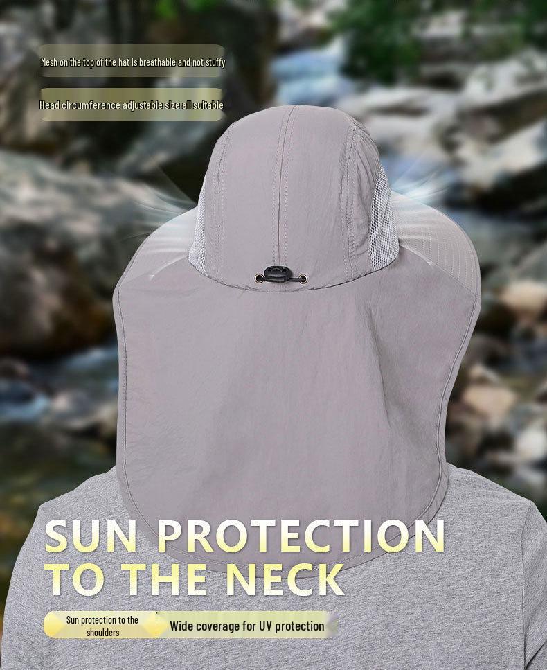 Herren Sommer Sonnenschutz Fischerhut mit breiter Krempe, Nackenschutz und Netzeinsätzen an den Seiten für Outdoor-Aktivitäten