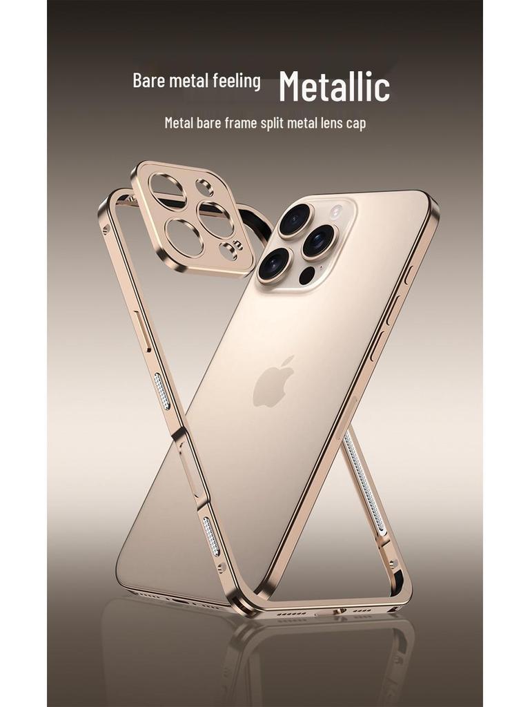 Ultra-Thin Lightweight Metal Frame iPhone 16/15 Pro Case with Seahorse Buckle Design and Heat Dissipation