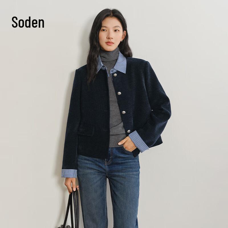 WHIteALLUSION Women s Faux Two-Piece Corduroy Padded Jacket M