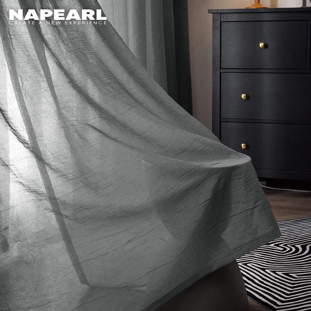 1PC NAPEARL Modern Elegant Sheer Curtain Pleated Fabric Upgrade Window Tulle Curtain for Living Room Bedroom Home Decor