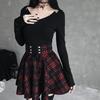 Black Checkered Women's Gothic Skirt Women Pleated Plaid Skirts Spring Autumn Girl Hip Hop Female Punk Goth Mini Skirt Clubwear