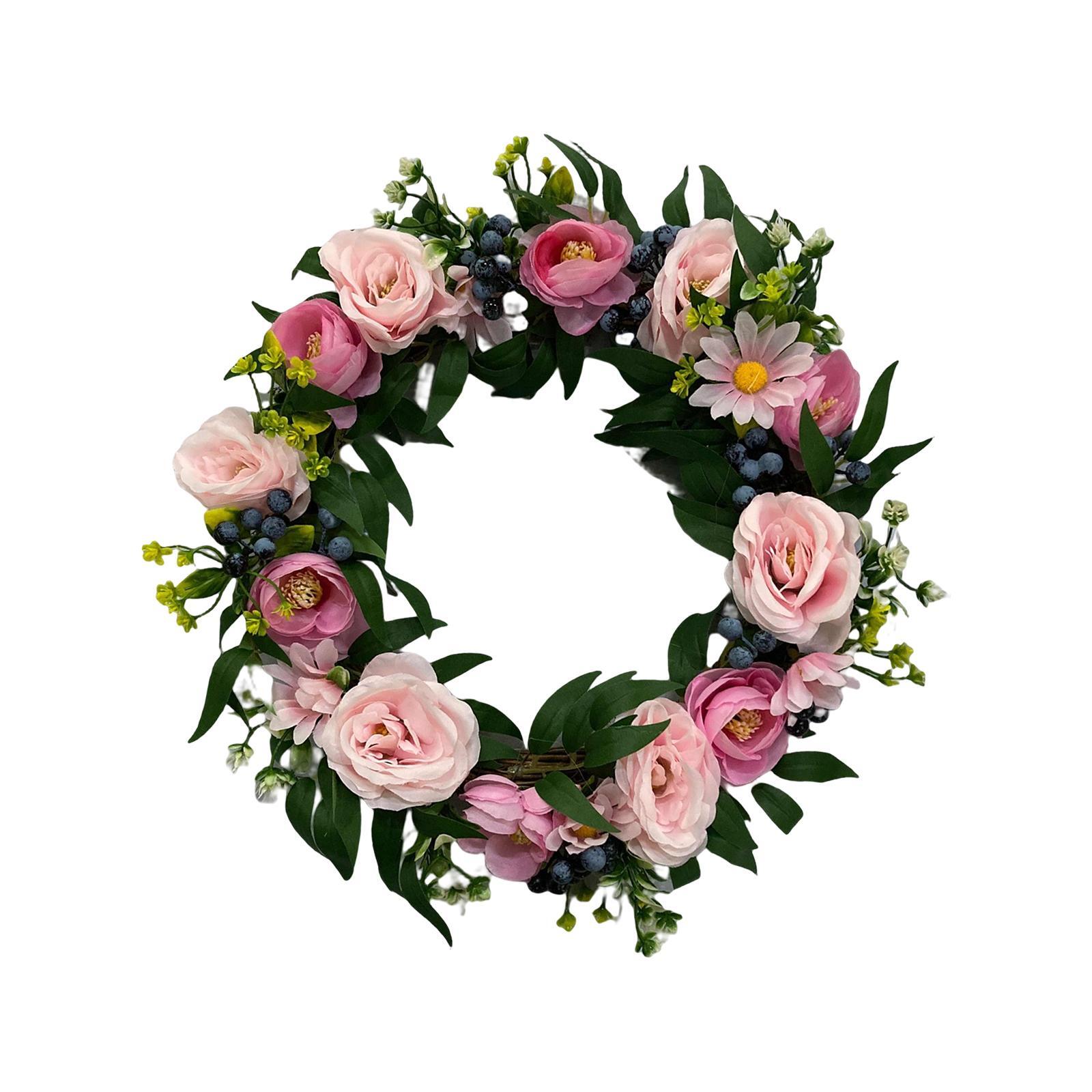 

Front Door Wreath Rose Artificial Flowers Garland Outside Home