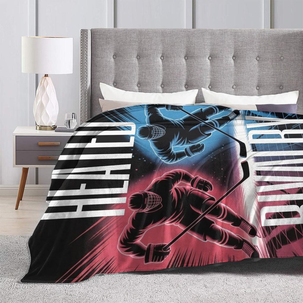 Heated Rivalry Ice Hockey Showdown Blankets Flannel Awesome Warm Throw Blanket for Home Autumn/Winter
