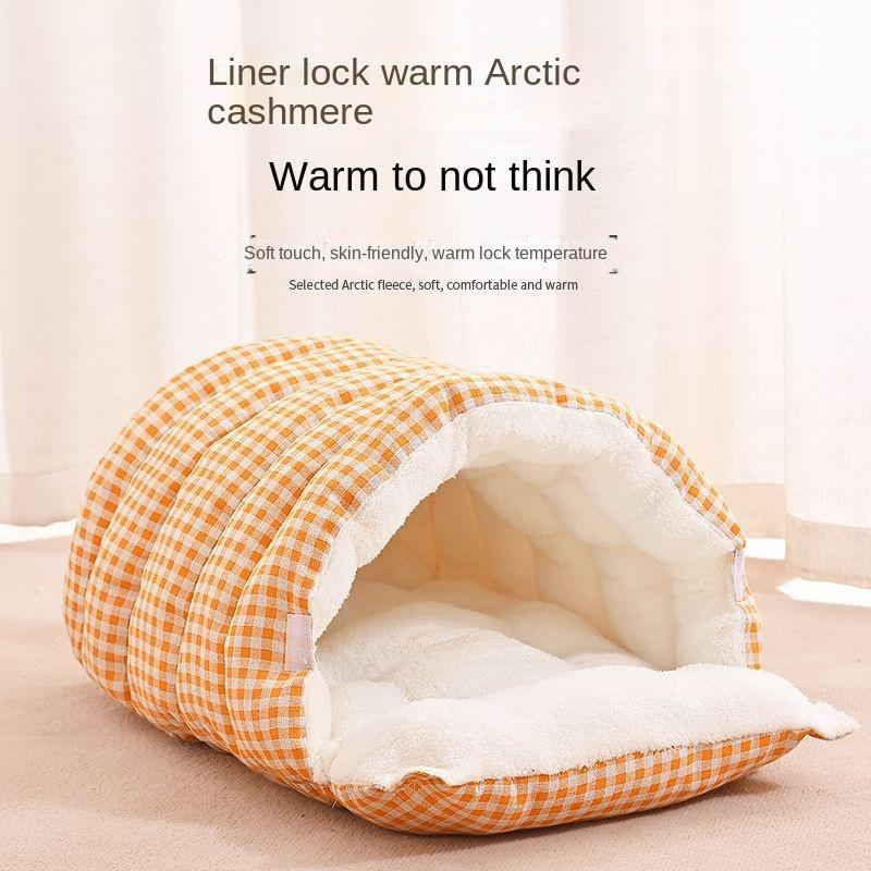 Potřeby pro kočky Uzavřená odnímatelná zesílená podzimní zimní udržení tepla Omyvatelný potah skládací kočičí postel topný dům